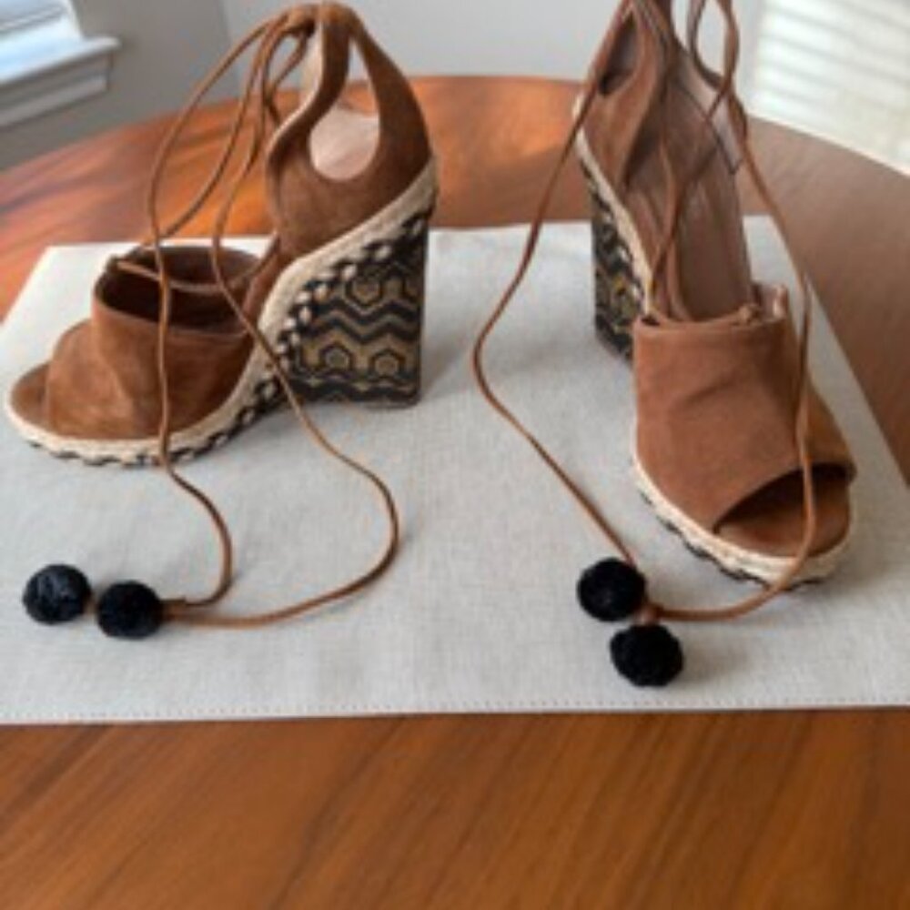 Aquazzura Firenze Wedge heels size 37 (US 7) Tan and multicolor